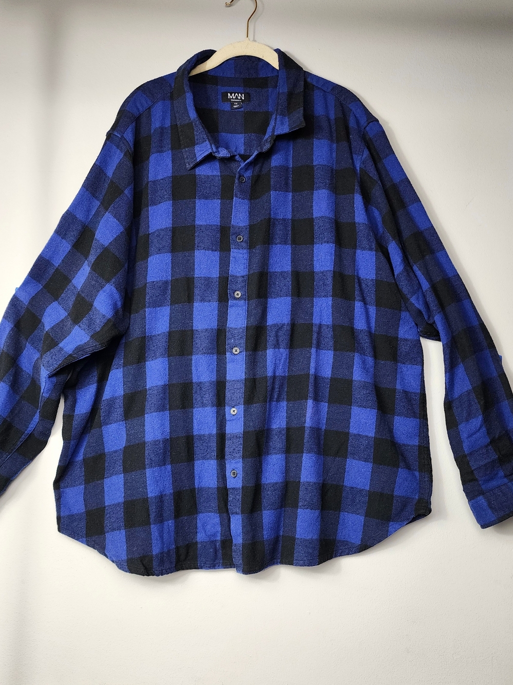 Plaid Button Up Shirt  Flannel Blue and Black 5XL